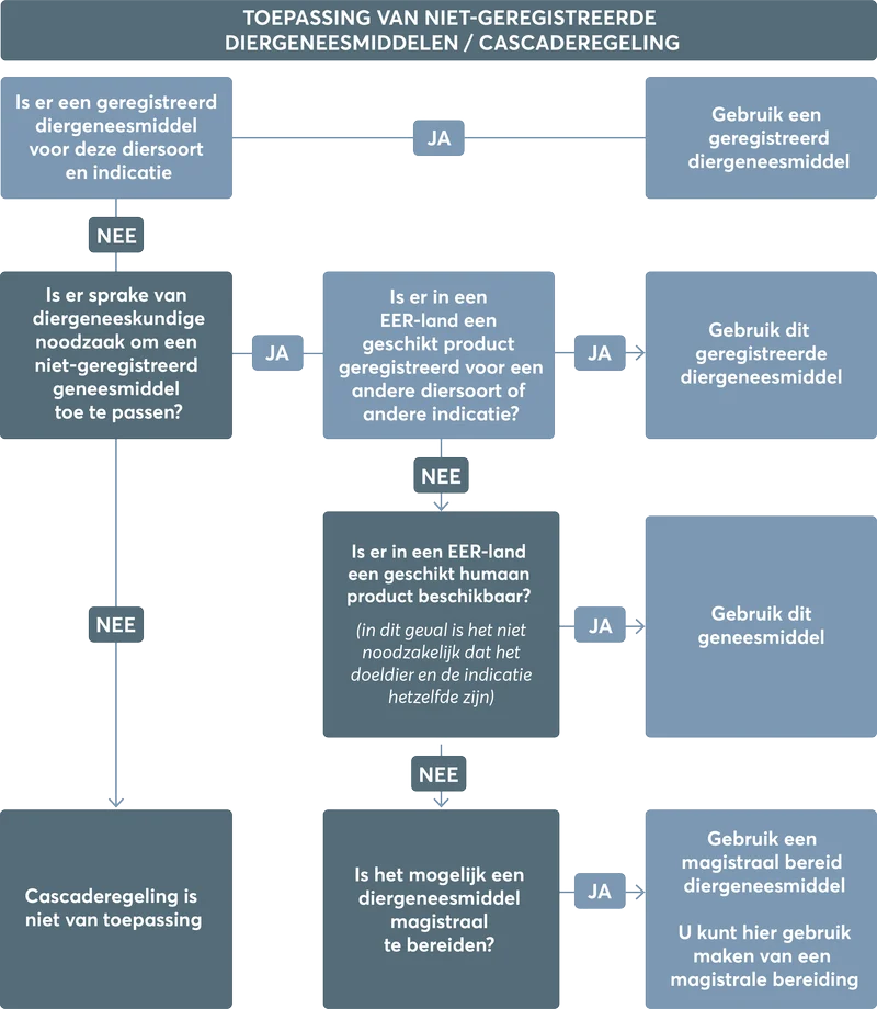 Stroomschema van de cascaderegeling voor gebruik van niet-geregistreerde diergeneesmiddelen